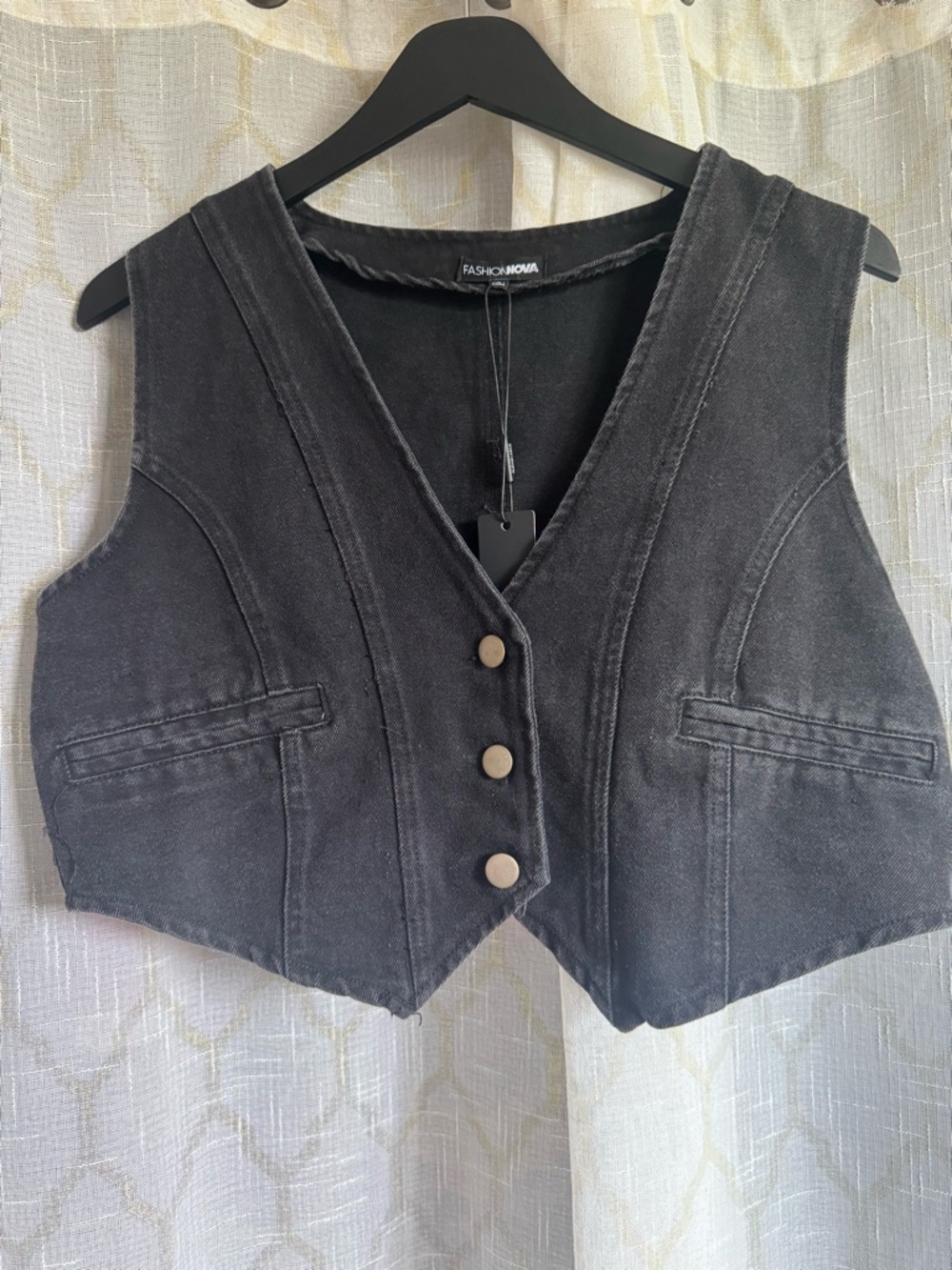 Fashion Nova Black Washed Denim Vest